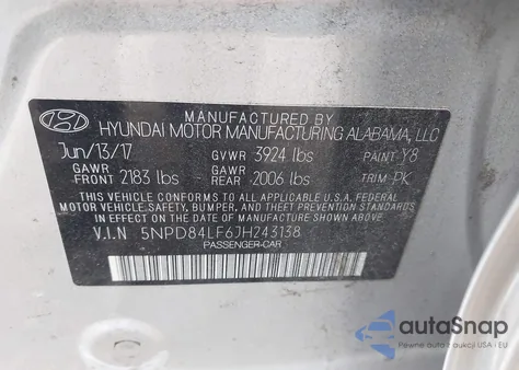 2018 Hyundai Elantra Sel из США, поврежденный, VIN 5NPD84LF6JH243138